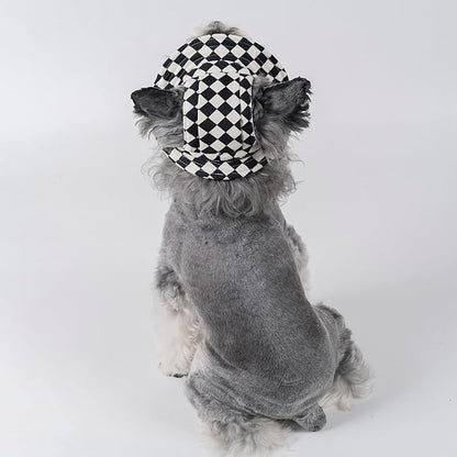Pet hat with Ear Holes Sunscreen Baseball Cap Suitable for Small and Medium-Sized Dogs Outdoor Climbing hat in Summer Pet Products (Black and White