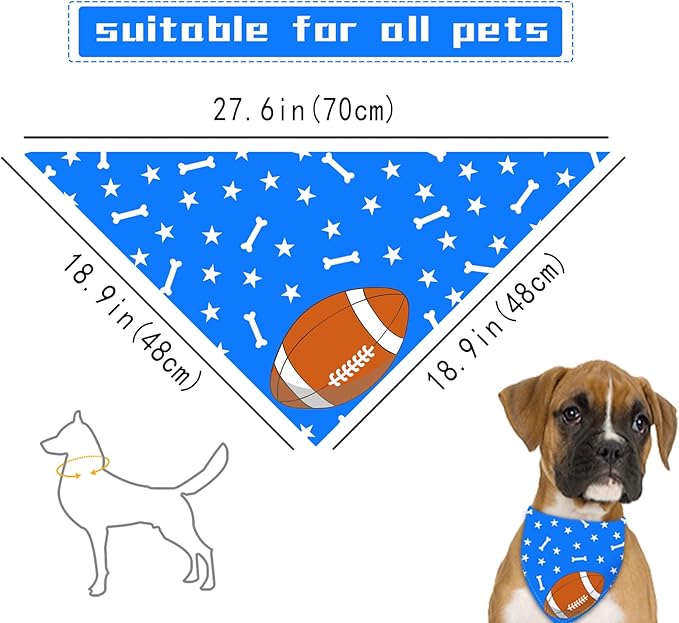 Football Dog Bandana Boy Girl Pets Bibs Scarf Triangle Adjustable Handkerchief