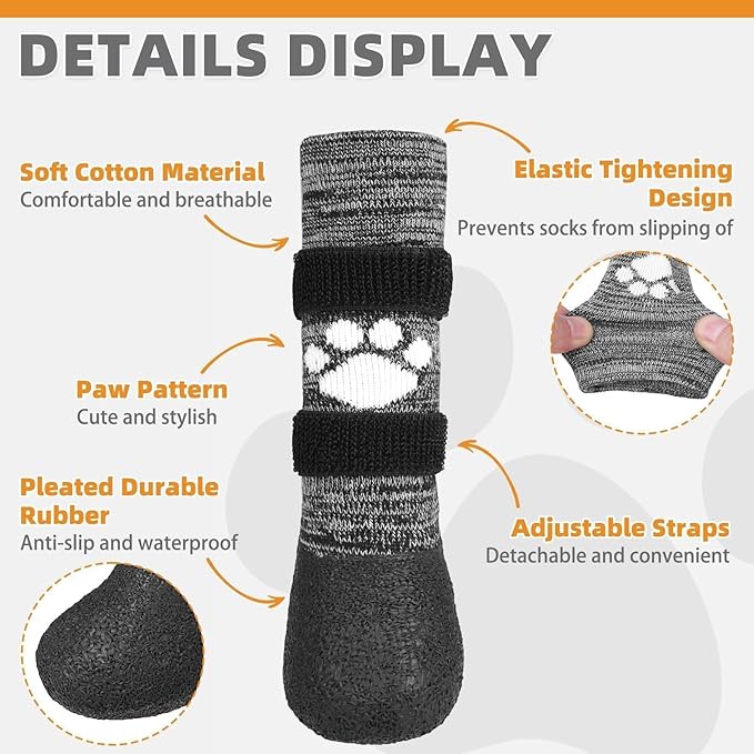 KOOLTAIL Anti Slip Dog Socks to Prevent Licking Paws for Hot/Clod Pavement