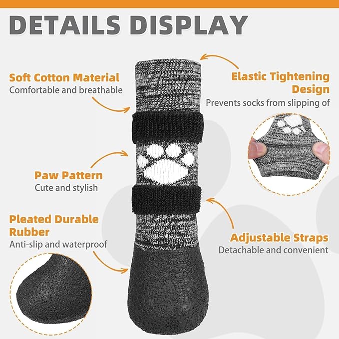 KOOLTAIL Anti Slip Dog Socks to Prevent Licking Paws for Hot/Clod Pavement