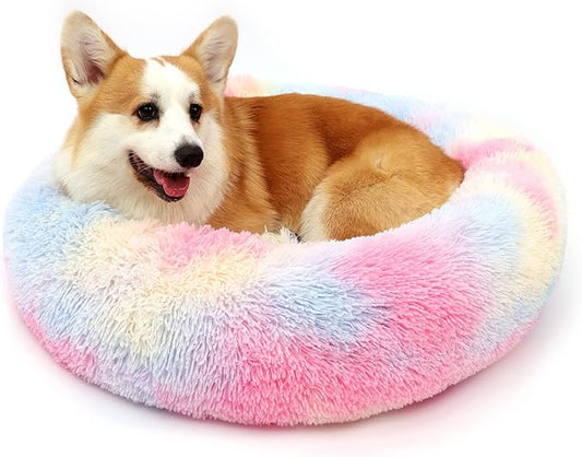 Dog Bed Calming Dog Beds for Small Medium Large Dogs Bed(20"/27"/35") (M 28''x28'', Color)