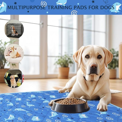 IEUUMLER Washable Pee Pads for Dogs 1 Pack EU007 (Dolphin, 63"X63"-1pcs)