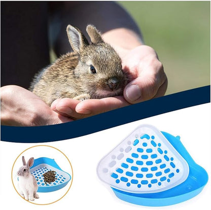 Hamster Pet Corner Toilet Litter Trays Cat Rabbit Clean Indoor Pet Potty Tray for Small Animal Guinea Pig Galesaur Ferret (Blue)