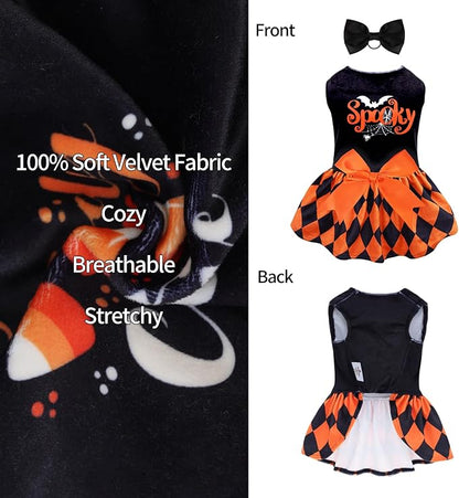 CuteBone Halloween Dog Dresses Velvet Holiday Small Dogs CVA42XS-D