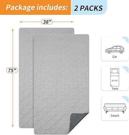 2 Packs Waterproof Dog Blankets Washable for Large Dog, Pet Couch Covers Protect Bed Sofa Furniture, Soft Reversible Dog Blankets Anti Scratches Dirty for Puppy Kids (38"×75", Light/Dark Grey)