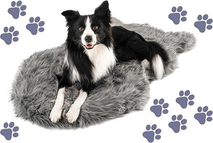PupRug Orthopedic Dog Bed for Large Dogs with Fluffy Soft Faux Fur and Memory Foam for Joint Pain Relief