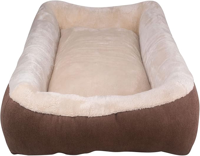 Happycare Textiles Rectangle Brown low bumper pet bed 40 x 30 inches,