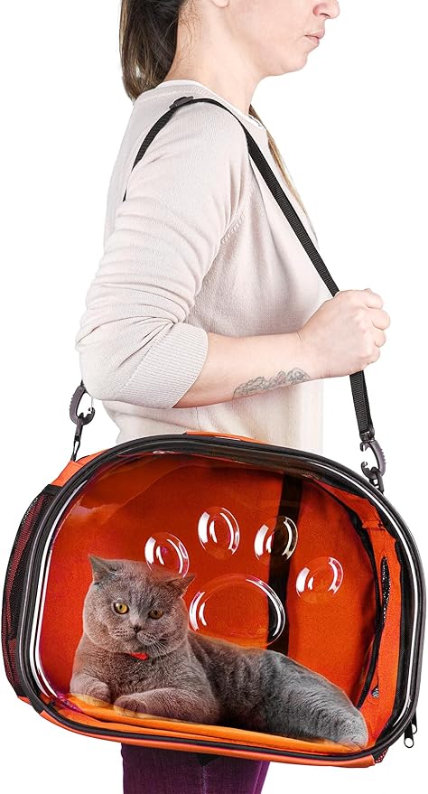 Pet Carrier Backpack, cat Carrier Bag, cat Dog Carrier Bag, Bird Carrier Bag, Backpack Carrier with Foldable Shoulder Strap, Designed for Cats and Puppies, Airline Approved, Travel, Hiking (Orange)