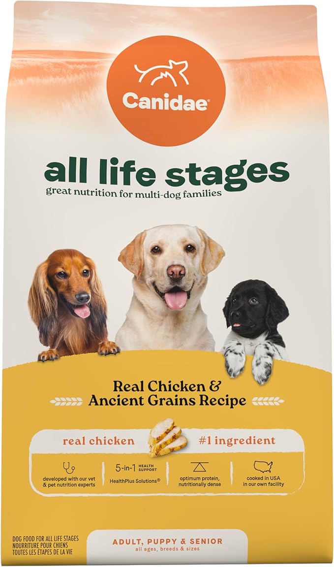 Canidae All Life Stages Real Chicken & Ancient Grains Recipe – High Protein Premium Dry Dog Food for All Ages, Breeds, and Sizes– 40 lbs.