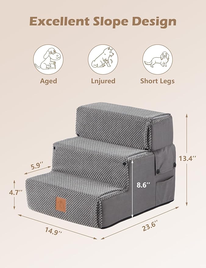 Dog Stairs for Small Dogs 3 Step 14"H for