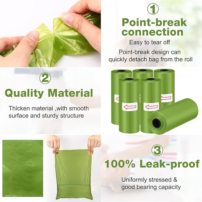 Teling 3000 Count Dog Poop Bags Pet Waste Bags for Poop with 3 Dog Poop Bag Dispenser Doggie Poop Bags for Home Outdoor Puppy Walking and Travel 12 x 8.6 Inch