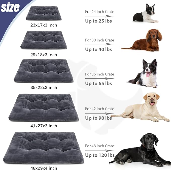 Dog Crate Bed Washable Dog Beds for Small Dogs Deluxe Thick Flannel Fluffy Comfy Kennel Pad Anti-Slip & Anti-Scratch Pet Sleeping Mat 23 x 18 Inch,