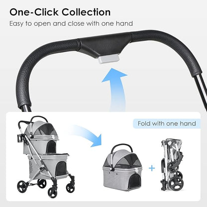T1 Double Pet Stroller for 2 Small Dogs