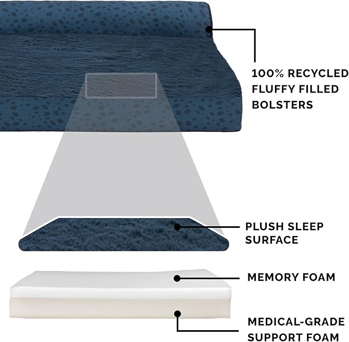 Furhaven Memory Foam Dog Bed for Large/Medium Dogs w/ Removable Bolsters & Washable Cover 55 lbs
