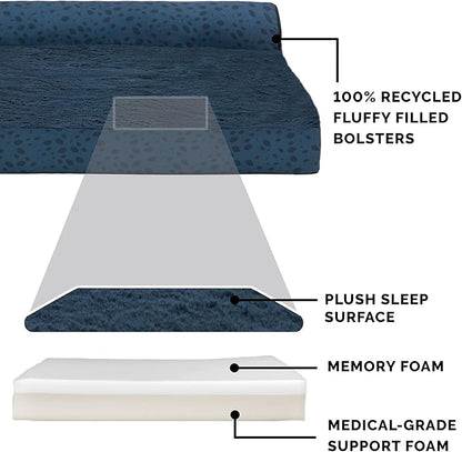 Furhaven Memory Foam Dog Bed for Medium/Small Dogs w/ Removable Bolsters & Washable Cover 35 lbs
