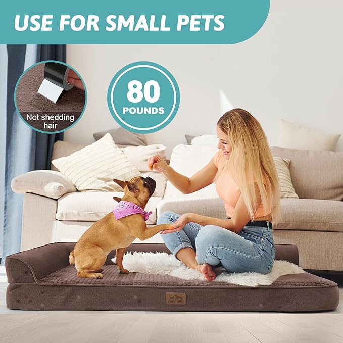 Orthopedic Dog Bed for Dogs Bottom,Brown(M,36" L 27" W 7.5" Th)