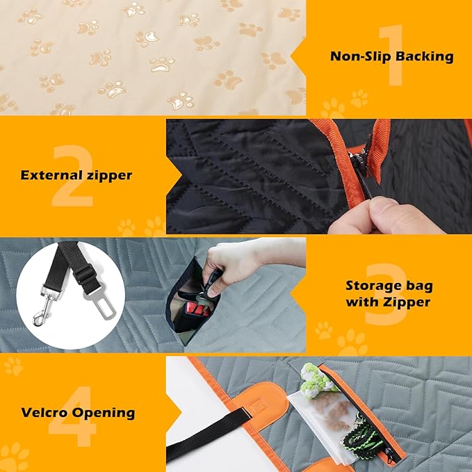 Dog Car Seat Cover for Back Seat 100% Waterproof SUVs,(54" W 56" L,