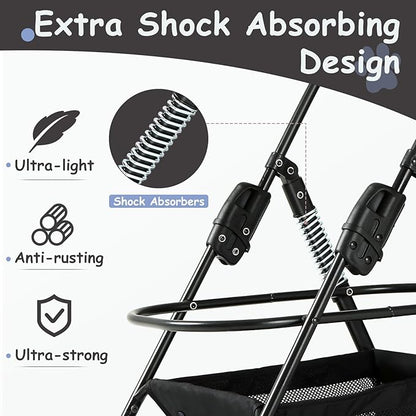 SWITTE Dog Stroller 3 in 1 Folding Pet Stroller 4 Wheels