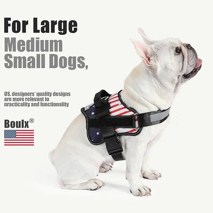 Bolux Dog Harness, No-Pull Reflective Dog Vest, Breathable Adjustable Pet Harness with Handle for Outdoor Walking - No More Pulling, Tugging or Choking (Flag, XS)