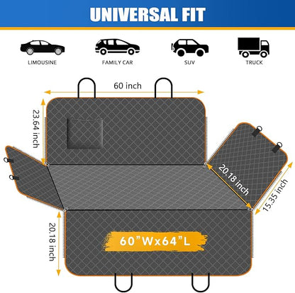 Dog Car Seat Cover for Back Seat Dog Seat Cover with Storage Pocket Dog Hammock Protects Against Dirt Dog Seat Covers for Cars Scratch Prevention Fits for SUVs and Trucks 60"x 64"