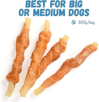 Chicken Wrapped Cod Sticks for Dogs, Grain-Free Rawhide-Free Natural Dog Treats Training Rewards Snacks Dog Soft Chews Treats 15-17 Counts