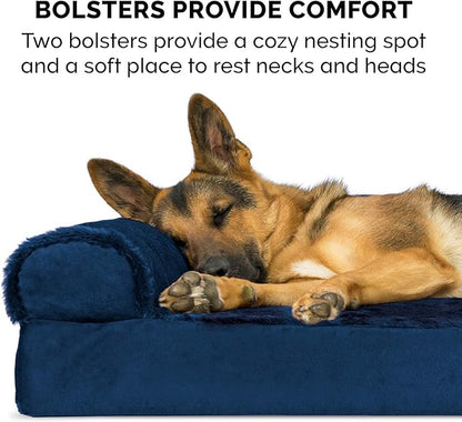 Furhaven Memory Foam Dog Bed for Large/Medium Dogs w/ Removable Bolsters & Washable Cover 55 lbs