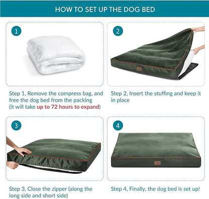 Bedsure Waterproof Dog Beds for Large Dogs 4 inch 75lbs Large
