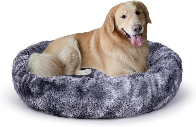 Coohom Oval Calming Donut Cuddler Dog Bed Bed(30"/36") for (XXL(43"x34"x8"), Grey2021)