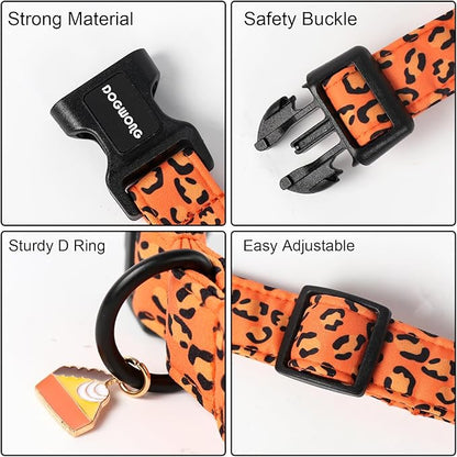 DOGWONG Leopard Print Dog Collar- Cute Designer Animal