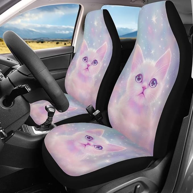 Cute Cartoon Cat Car Seat Covers Full Set of 2