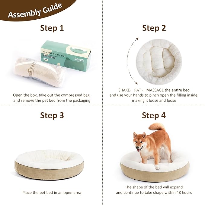 Love's cabin Round Donut Cat and Dog Cushion Bed 20in Pet