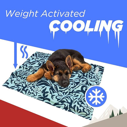 Coleman Small Navy Botanical Pattern Reversible Cooling Mat 18” x 24”