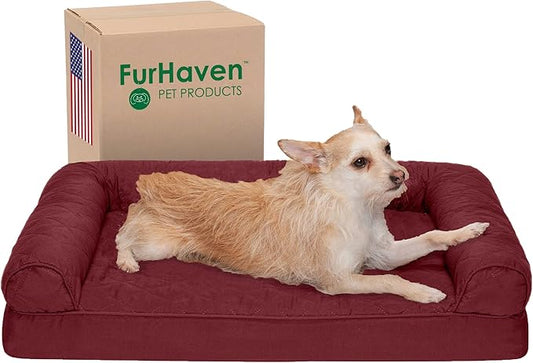 Furhaven Orthopedic Dog Bed for Medium/Small Dogs w/ Removable Bolsters & Washable Cover 35 lbs