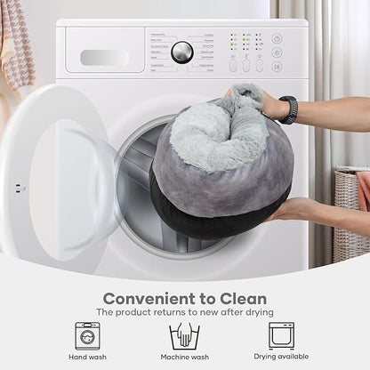 Cozy Soft Dog Bed with Hooded Blanket Warm Calming Cat Cave for Small Medium Dogs and Cats 23x23x6″