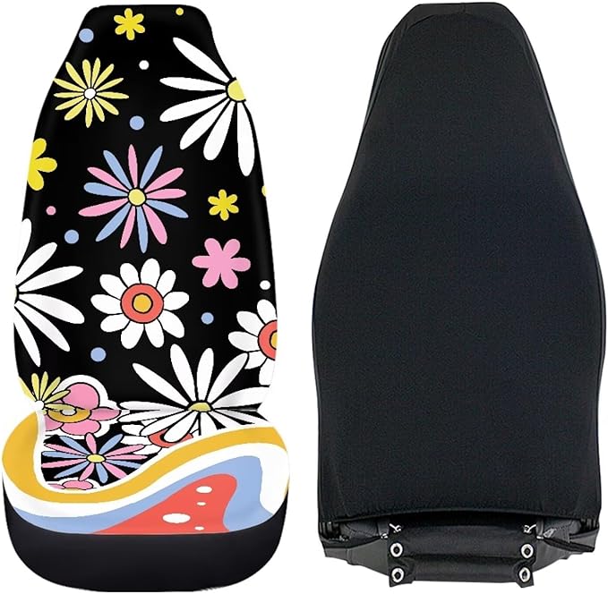 UNICEU Hippie Flower Car Seat Covers Universal 2