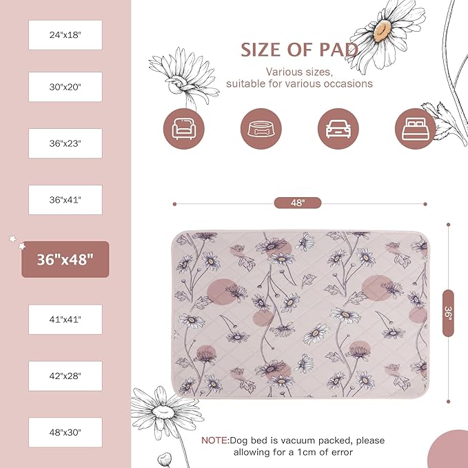 IEUUMLER Washable Pee Pads for Dogs 2 Pack EU007 (Pink 36"X48"-2pcs)