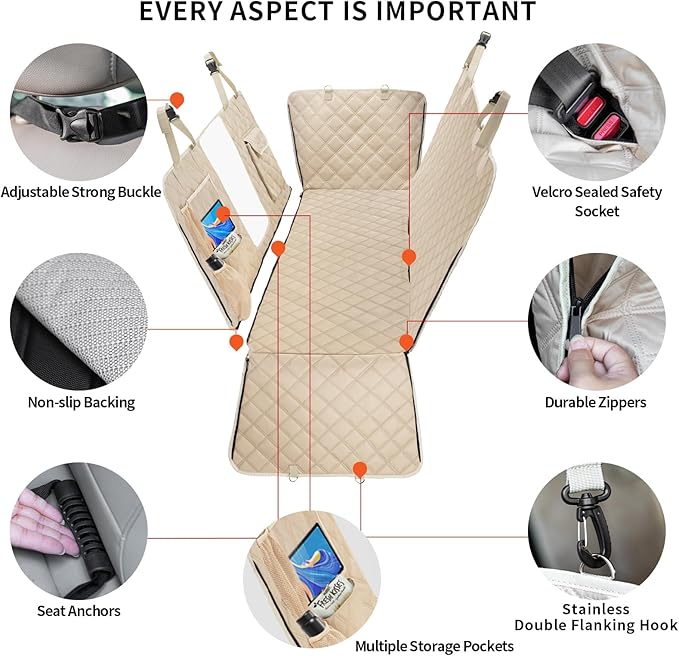 Dog Car Seat Cover for Back Seat Car Hammock