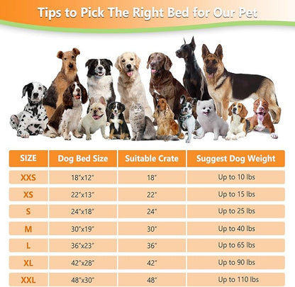 KISYYO Dog Beds for Small Dogs Fixable Deluxe Cozy Dog Kennel Beds for Crates Washable Dog Bed 24 x 18 x 3 Inches,