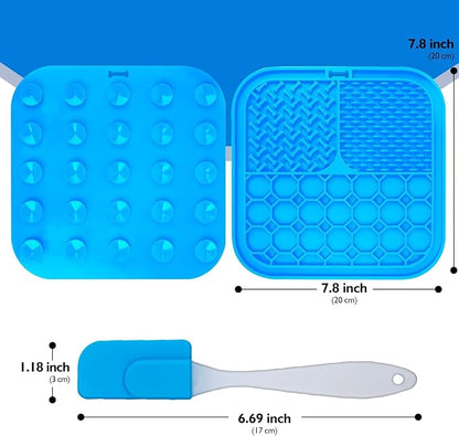 2 PCS Lick Mat for Dogs, Slow Feeder Licking Mat, Anxiety Relief Lick Pad with Suction Cups for Peanut Butter Food Treats Yogurt, Pets Bathing Grooming Training Calming Dog Bowl Mat