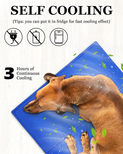 Zacro Dog Cooling Mat 39"x 28" - Self Cooling Pad for Dogs Cats, 3 Hour Gel Cooling Dog Bed Mats for Crate, Home, Travel, Large