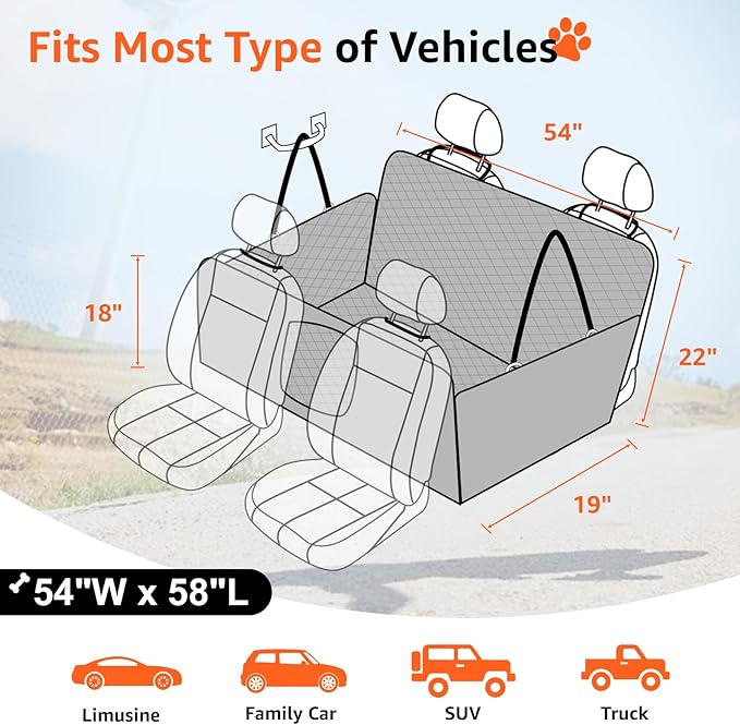 LOOBANI Dog Car Seat Cover 54" W 58" L