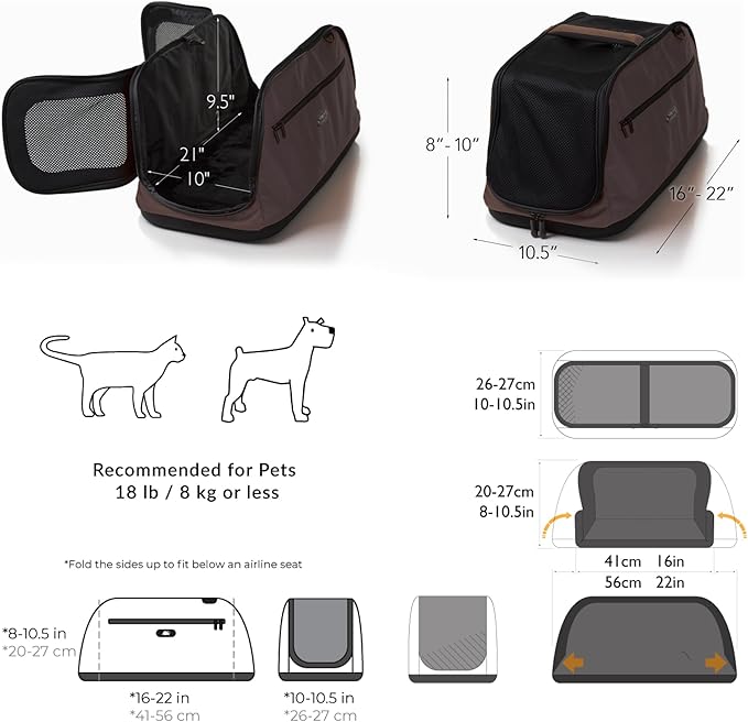 Sleepypod Air - Airline Approved Pet Carrier and Crash-Tested Car Seat for Cats and Dogs up to 18 lbs (Dark Chocolate)