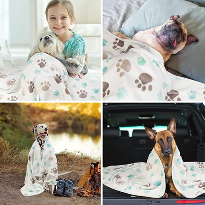 Dono 1 Pack 3 Dog Blankets, Soft Fluffy Fleece Pet Blanket Warm Sleep Mat Paw Print Design Puppy Kitten Throw Blanket Doggy Mat, Blanket for Dogs