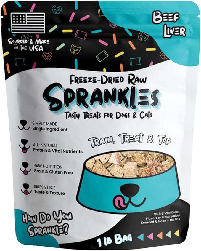 Freeze Dried Beef Liver Treats for Cats & Dogs - 1LB Big Bag Single Ingredient All Natural Grain-Free, High Protein, Made in USA - Perfect for Training, Topper or Snack