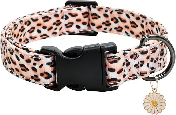 Leopard Patterns Dog Collar with Pendant