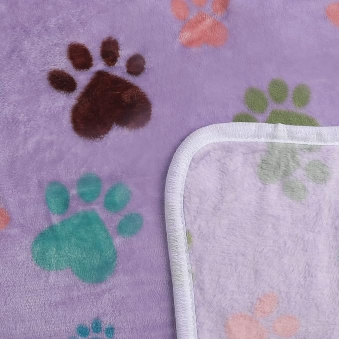 1 Pack 6 Blankets Dog Cat Soft Fluffy Fleece Pet Blanket Warm Cute Print Design Puppy Kitten Blanket Doggy Paw Large(41"x31")