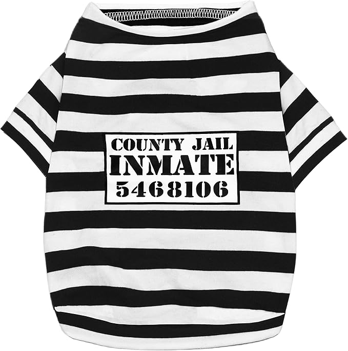 Halloween Pet Dog Costume Furry Inmate - Prisoner Costume for Dogs Funny Halloween Outfit for Pets (Prisoner,M)