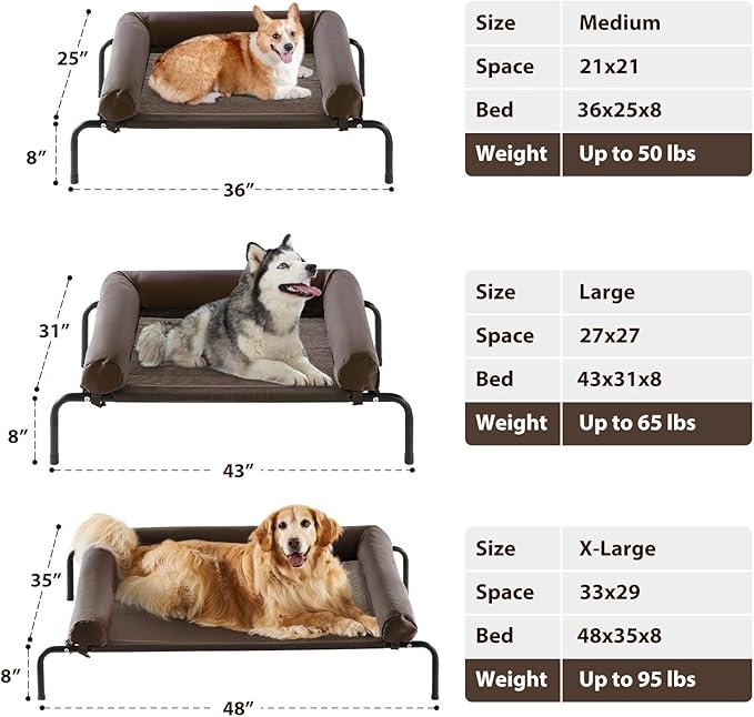RRPETHOME Large Elevated Cooling Dog Bed