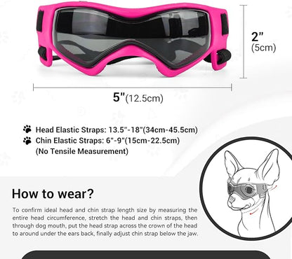 NAMSAN Dog Sunglasses Medium Breed UV Protection Pug Dog Goggles for Small to Medium Dogs Windproof Anti-fog Snowproof Puppy Glasses