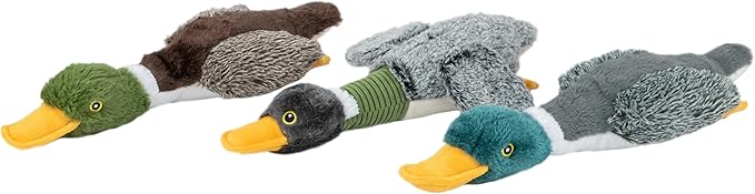 Best Pet Supplies Interactive Mallard Mates Dog Toy with Crinkle and Squeaky Enrichment for Small and Medium Breed Puppies or Dogs, Cute and Plush - Mallard Duck Wing (Gray), Medium